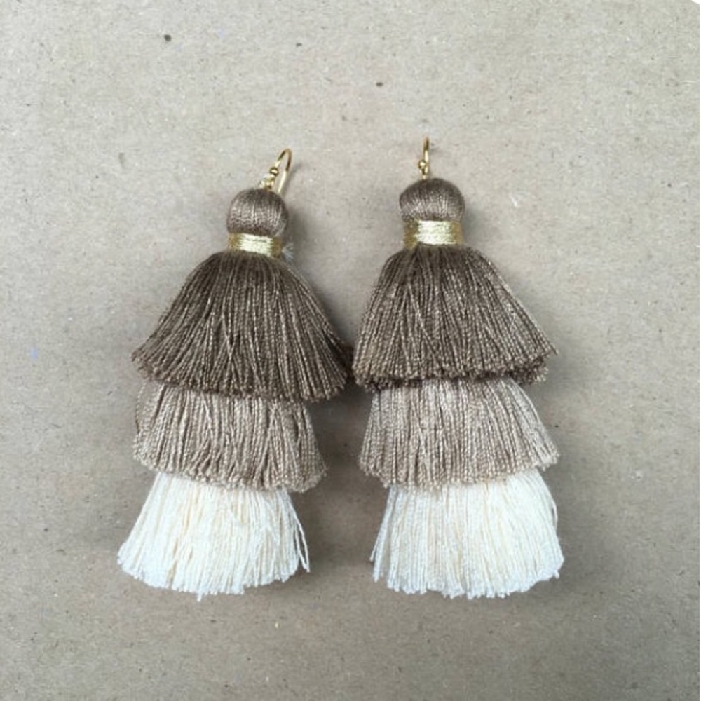 Tan tassel earrings